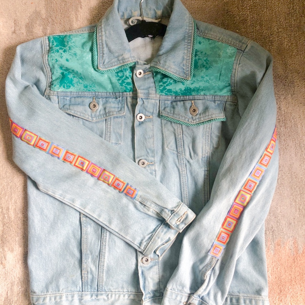Hand made embroidered denim jacked